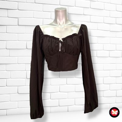**HOY** Blusa cropped de manga larga Talla S