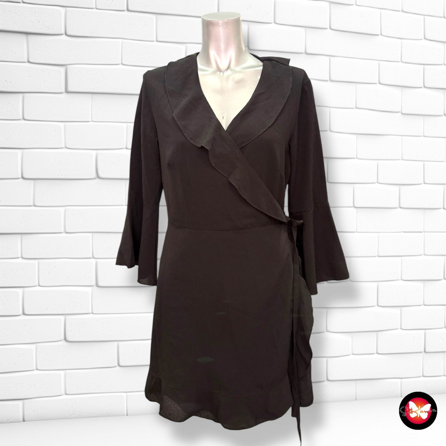 Vestido cruzado con volante OUTRAGEOUS Talla 42 (14UK)