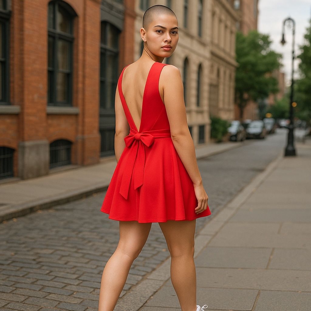 Vestido con espalda abierta y lazo Talla S