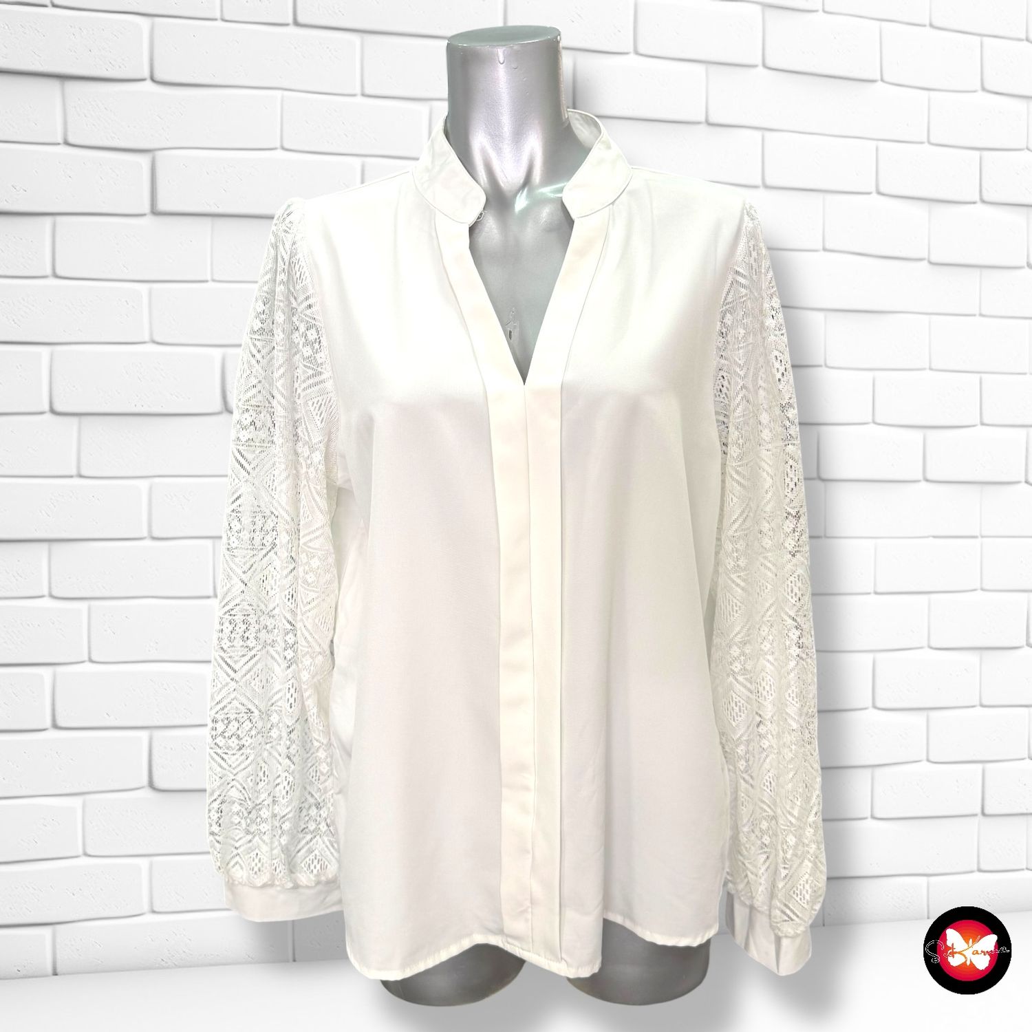 Blusa con mangas de encaje SHEIN Talla L