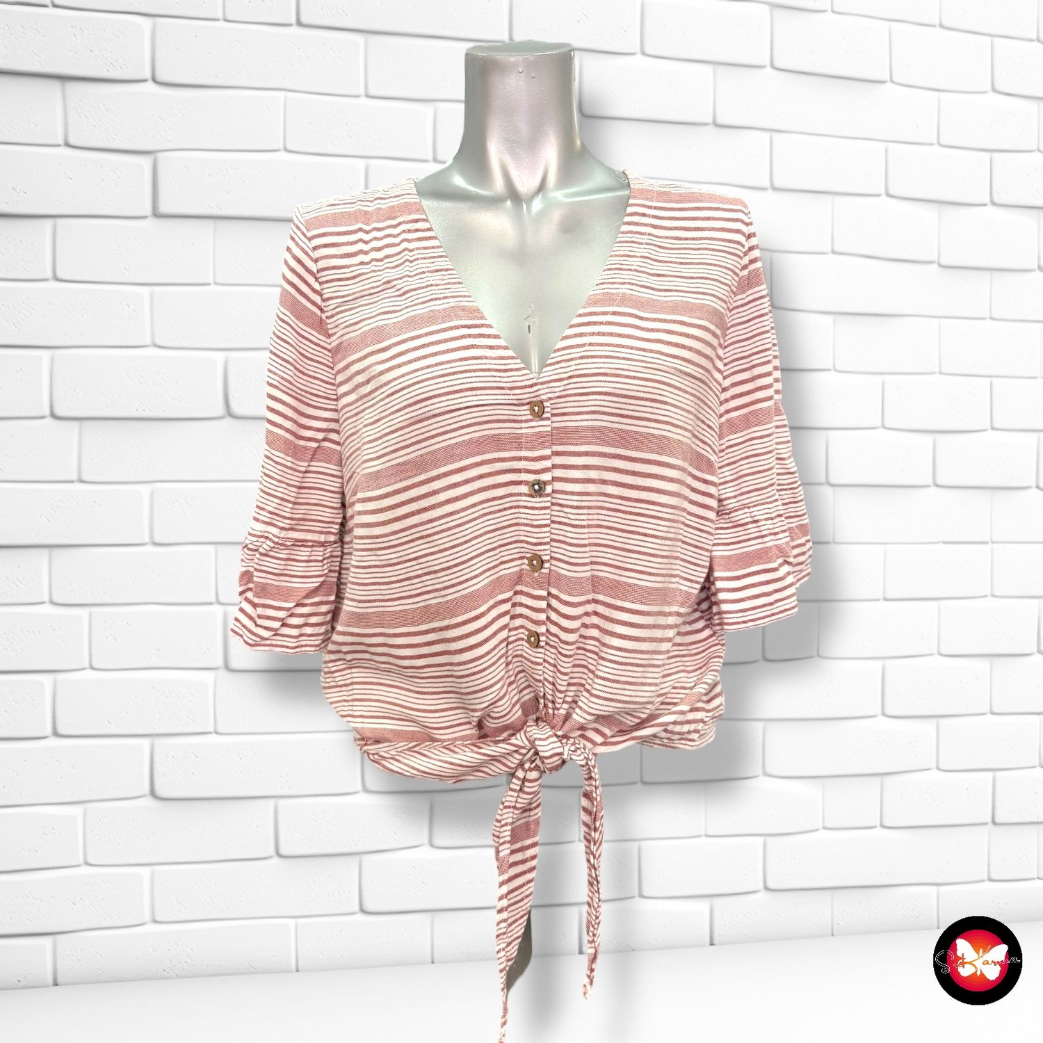 Camisa de manga corta con lazo y rayitas ABOUT YOU Talla 38