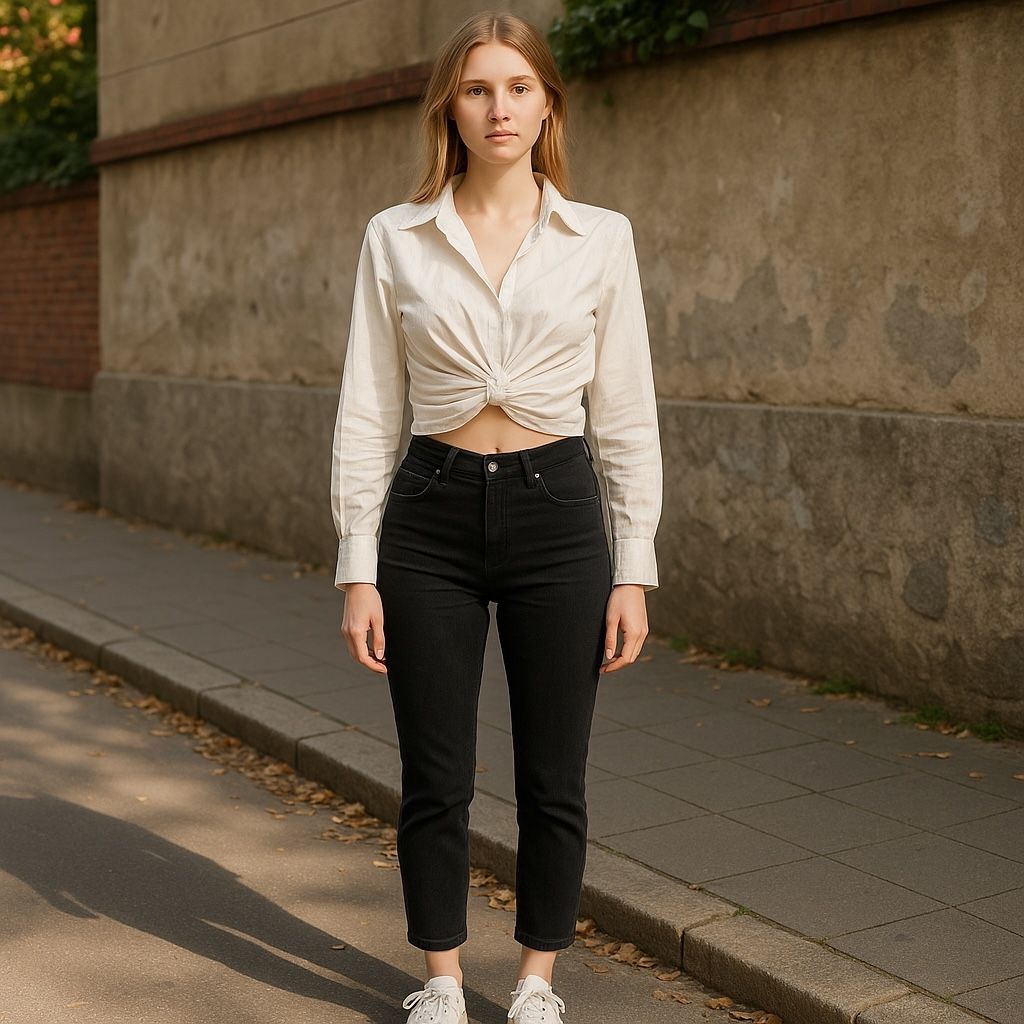 Blusa cropped con nudo LOAVIES Talla M