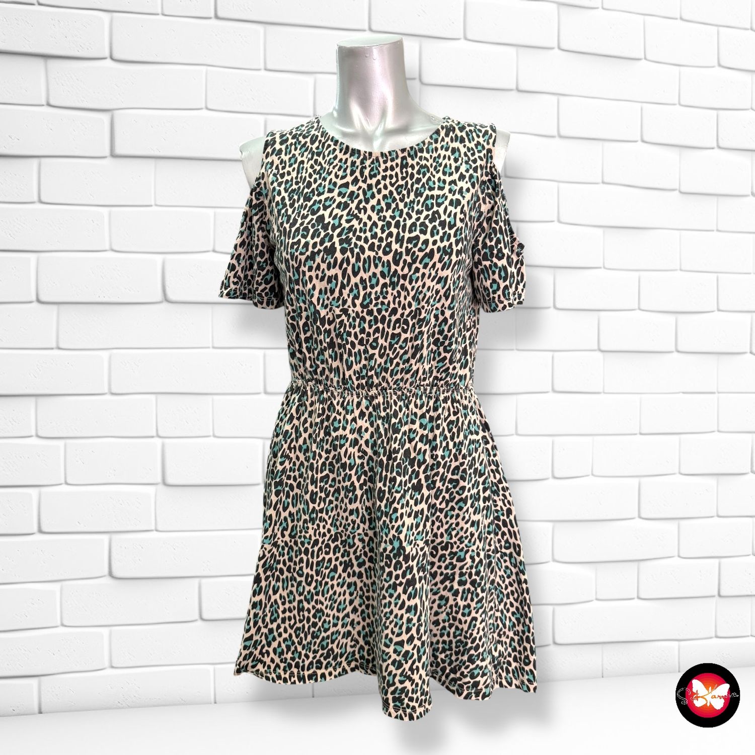 Vestido animal print con hombros descubiertos BPC Talla S