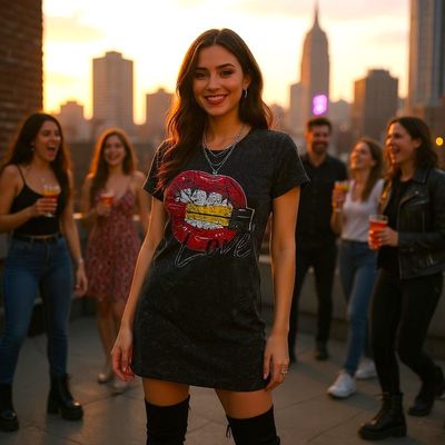 Vestido de manga corta &quot;LABIOS&quot; Talla S/M