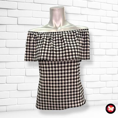 Blusa escote barco de cuadritos PIMKIE Talla M