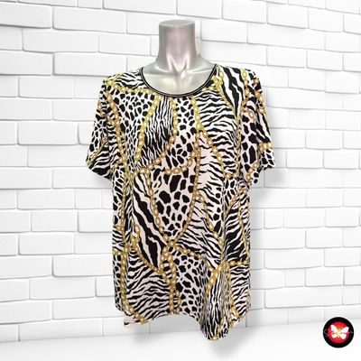 Blusa de manga corta animal print con cadenas Talla L