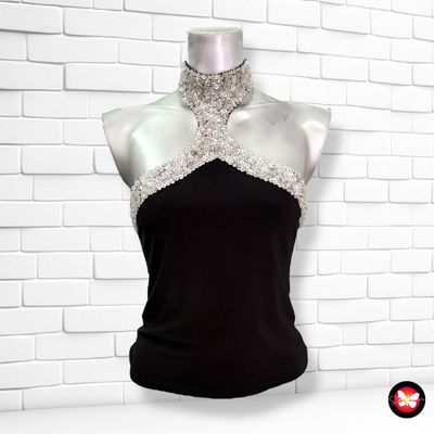 Blusa de noche escote halter con lentejuelas Talla S