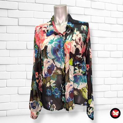 Camisa traslúcida de flores H&amp;M Talla 44