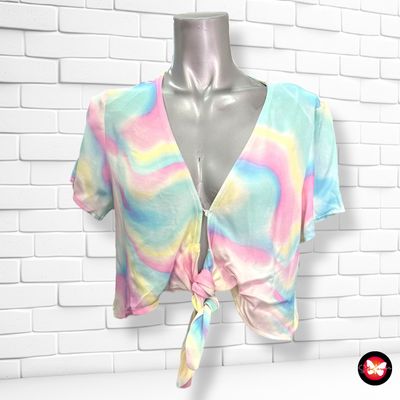 **HOY** Camisa cropped con lazo BERSHKA Talla S