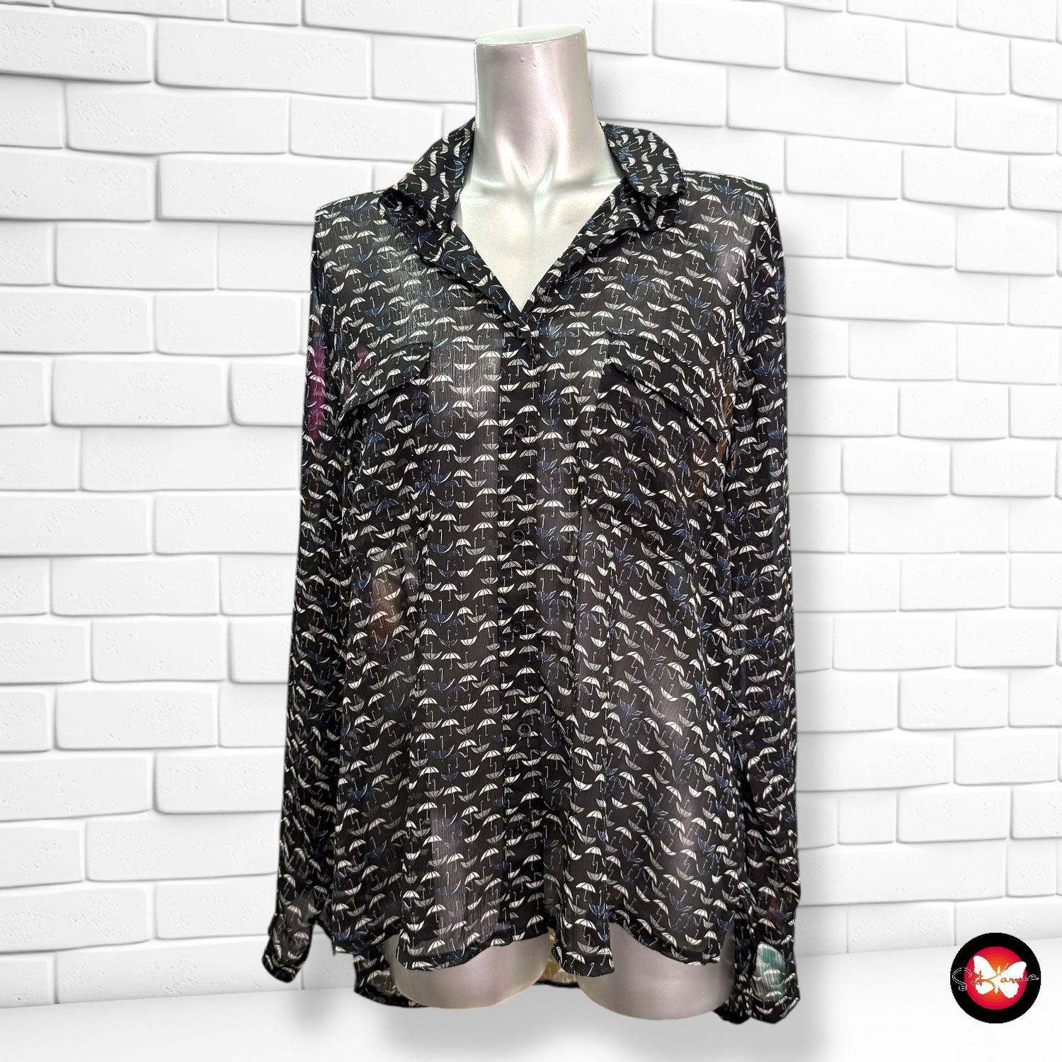 Camisa traslúcida estampado &quot;paraguas&quot; Talla L/XL