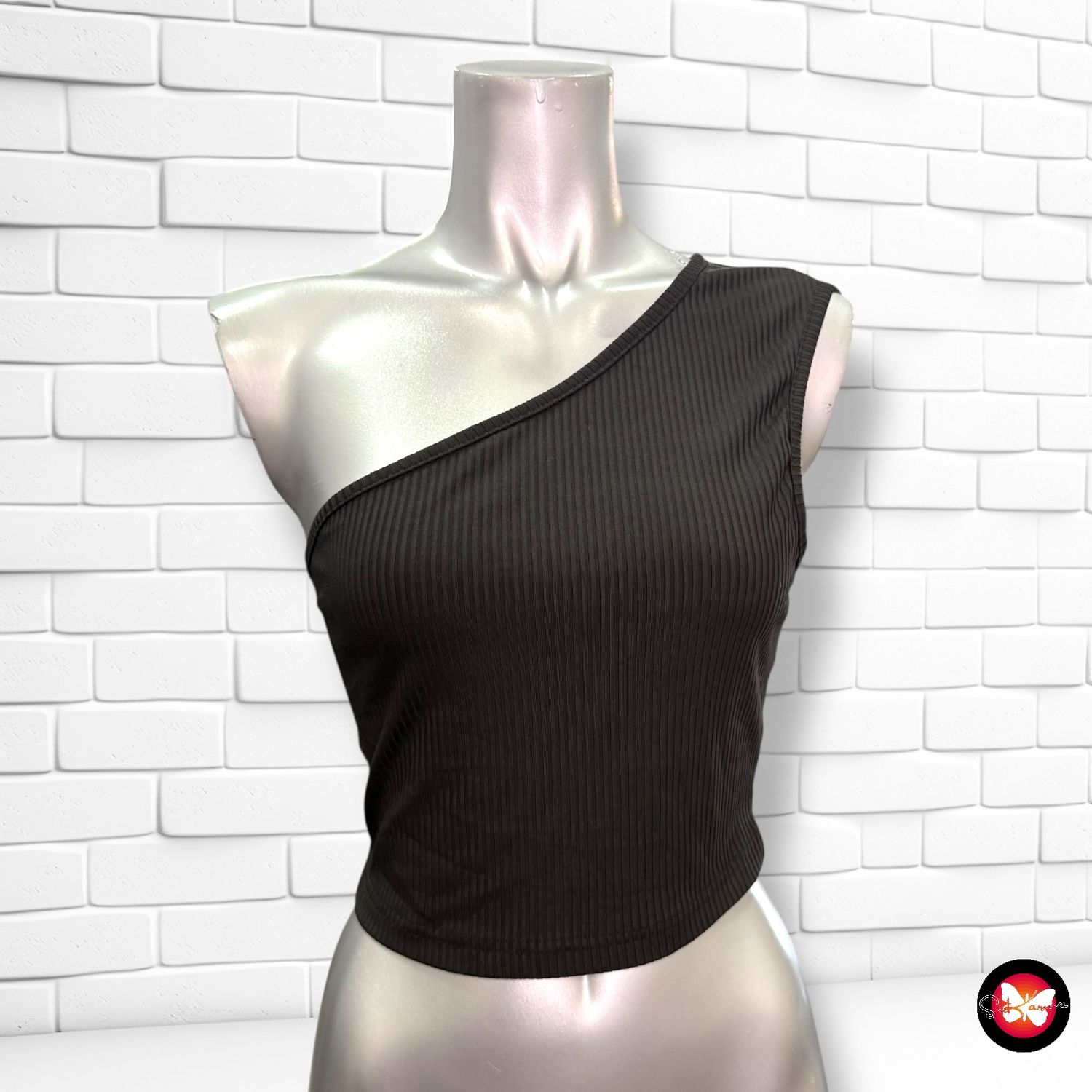 Blusa cropped asimétrica con espalda abierta SHEIN Talla S