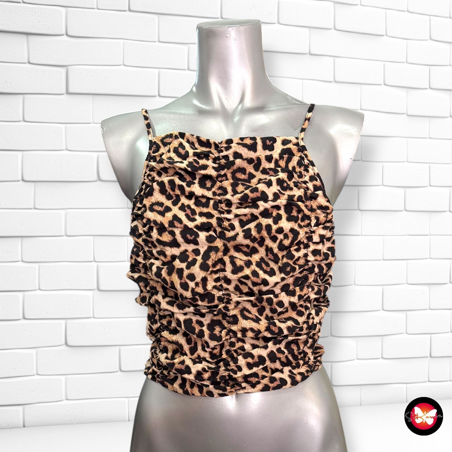Blusa cropped animal print H&amp;M Talla S