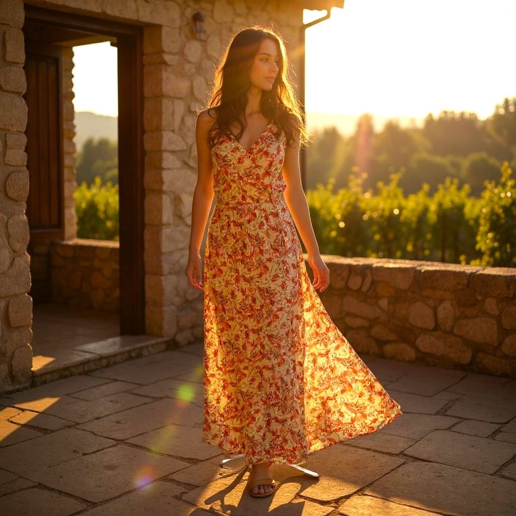 Vestido largo de tirantes y florecitas Talla 36