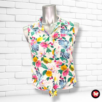 **HOY** Camisa sin mangas de flores con lazo H&amp;M Talla 12-13 años