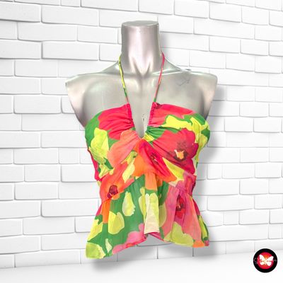 **HOY** Blusa halter de flores BERSHKA Talla S