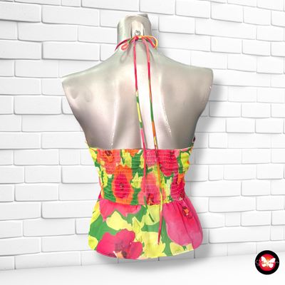 **HOY** Blusa halter de flores BERSHKA Talla S