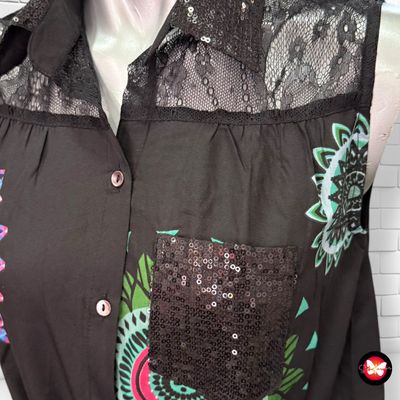 Camisa sin mangas con encaje y lentejuelas DESIGUAL Talla S