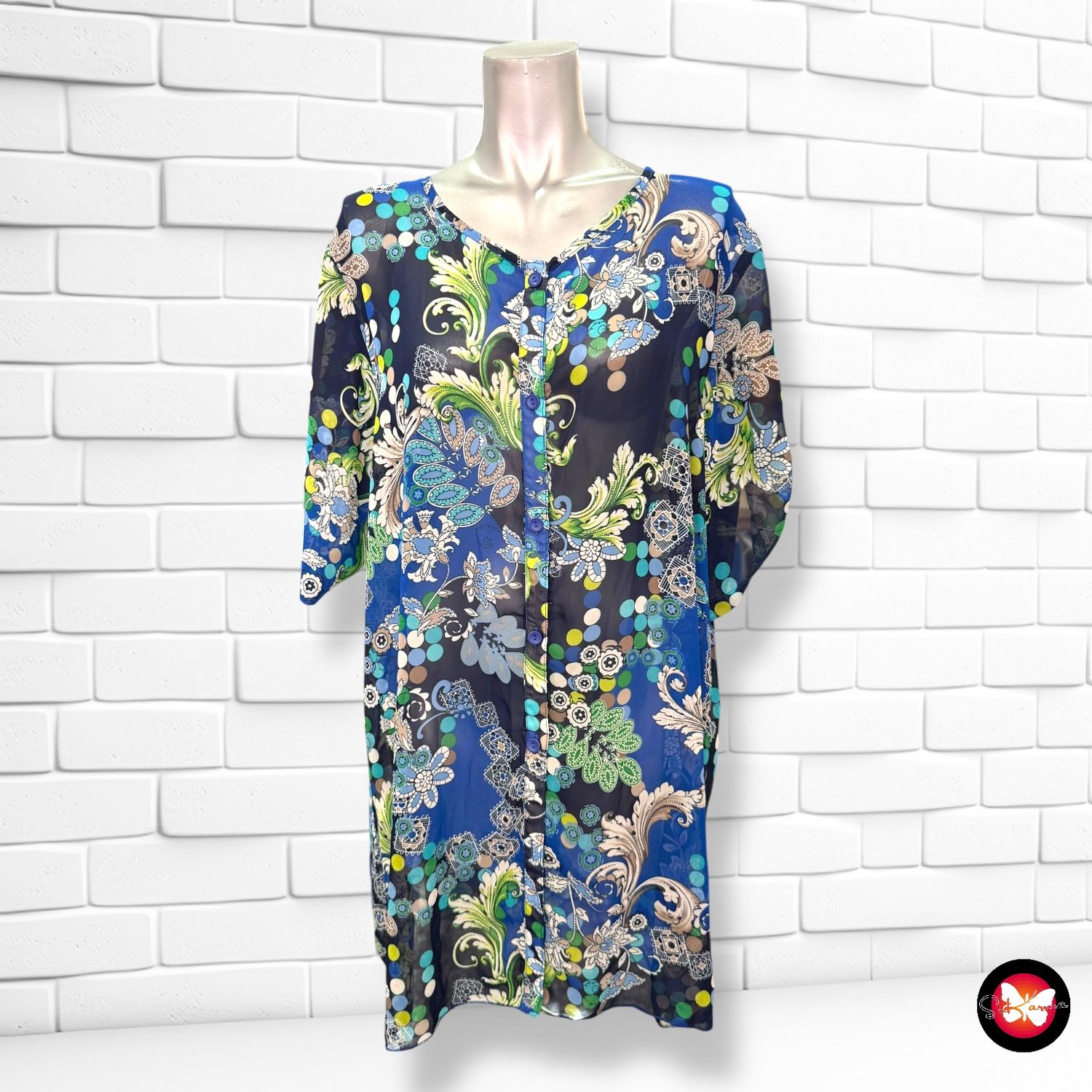 **HOY** Camisa traslúcida de manga corta Talla XL