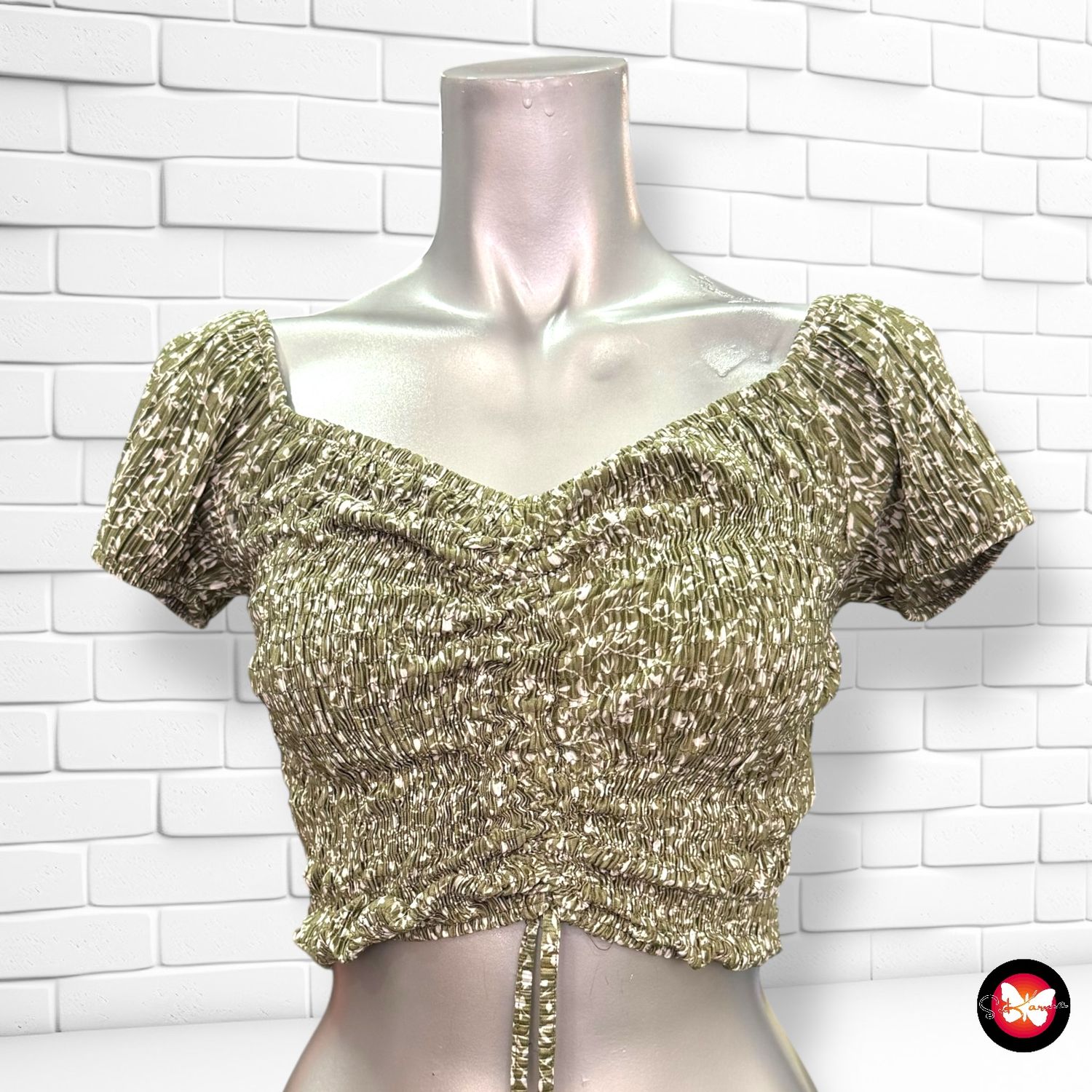 Blusa escote barco cropped PULL&amp;BEAR Talla XS