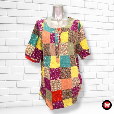 **HOY** Blusa de manga corta estampado patchwork Talla XXL (pequeña)