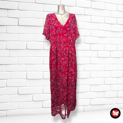 Vestido largo de manga corta de gasa INEXTENSO Talla 42 (grande)