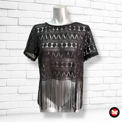 **HOY** Blusa de encaje con flecos Talla S/M