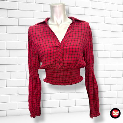 **HOY** Blusa de manga larga de cuadritos ZARA Talla XS