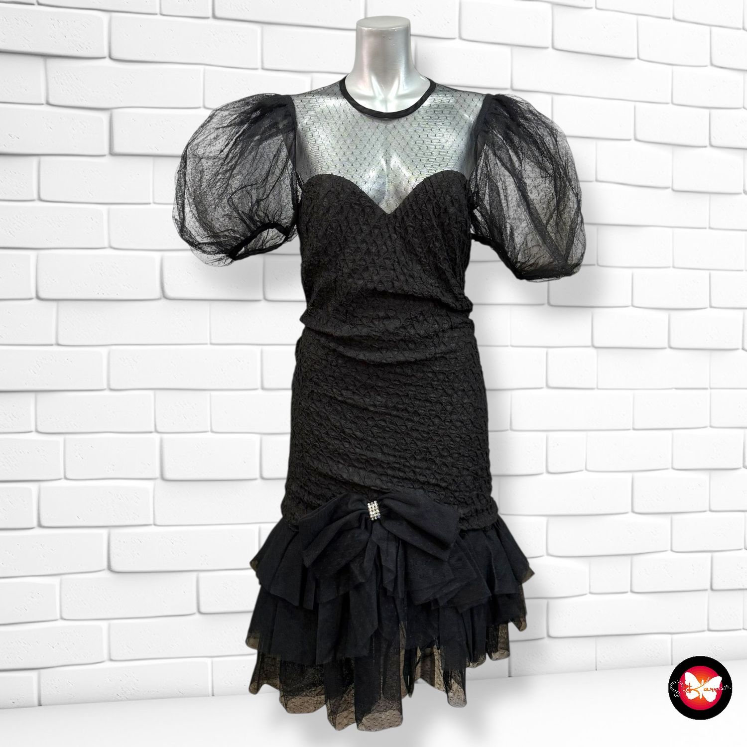 **HOY** Vestido de noche con mangas de tul Talla M
