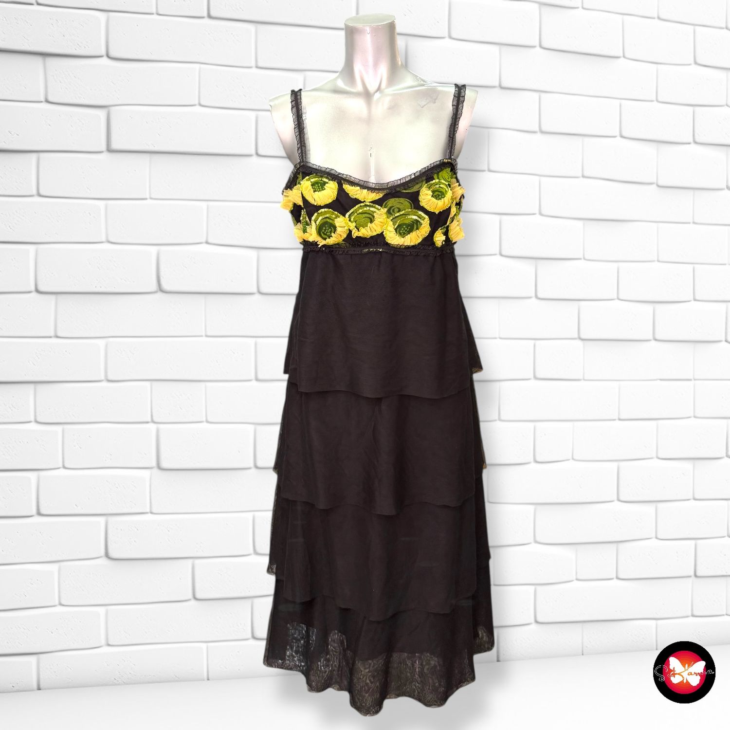**HOY** Vestido de fiesta con volantes Talla 42 (pequeña)