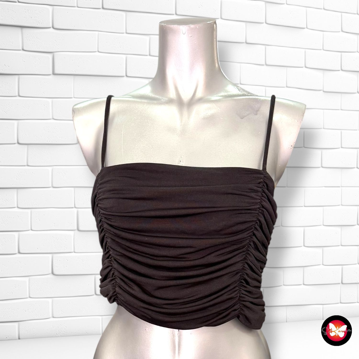 Blusa cropped con drapeado Talla S/M