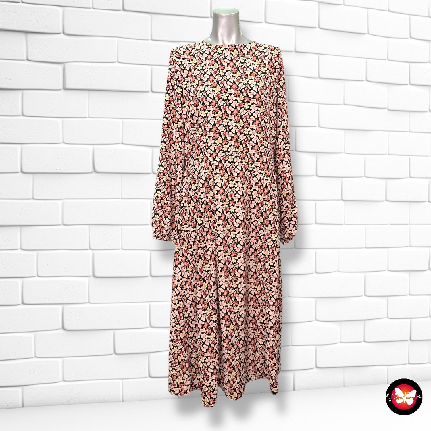 Vestido largo de manga larga y florecitas LINEA LORESI Talla 38