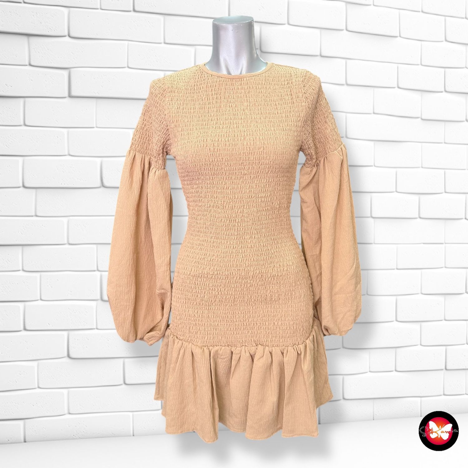 Vestido de manga larga y cuerpo nido de abeja ASOS Talla 36