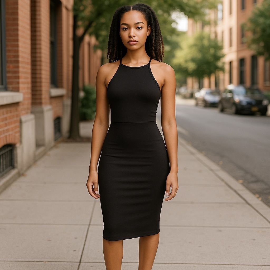 Vestido de noche canalé BERSHKA Talla XS