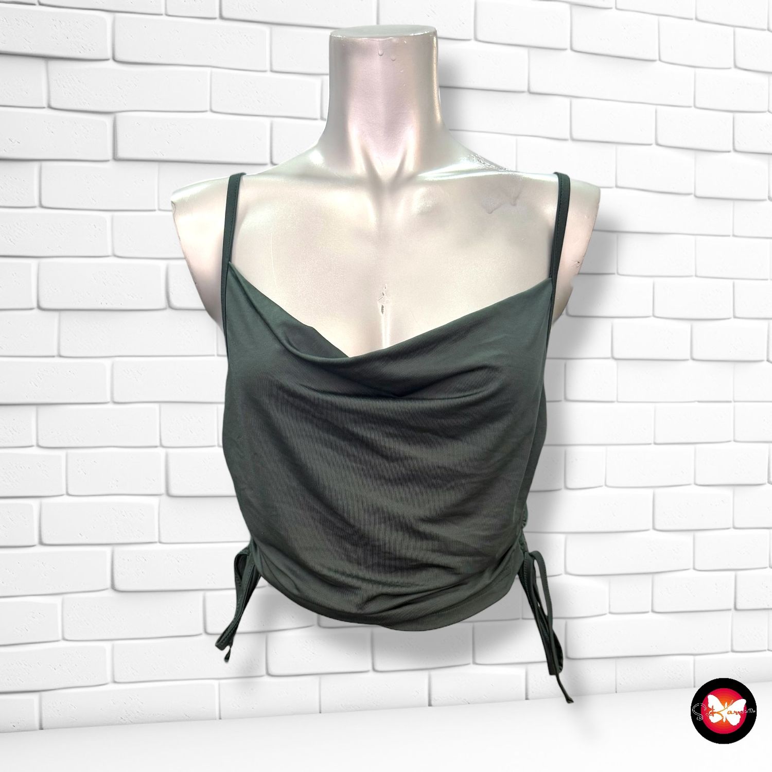 Blusa cropped con drapeado SHEIN Talla L