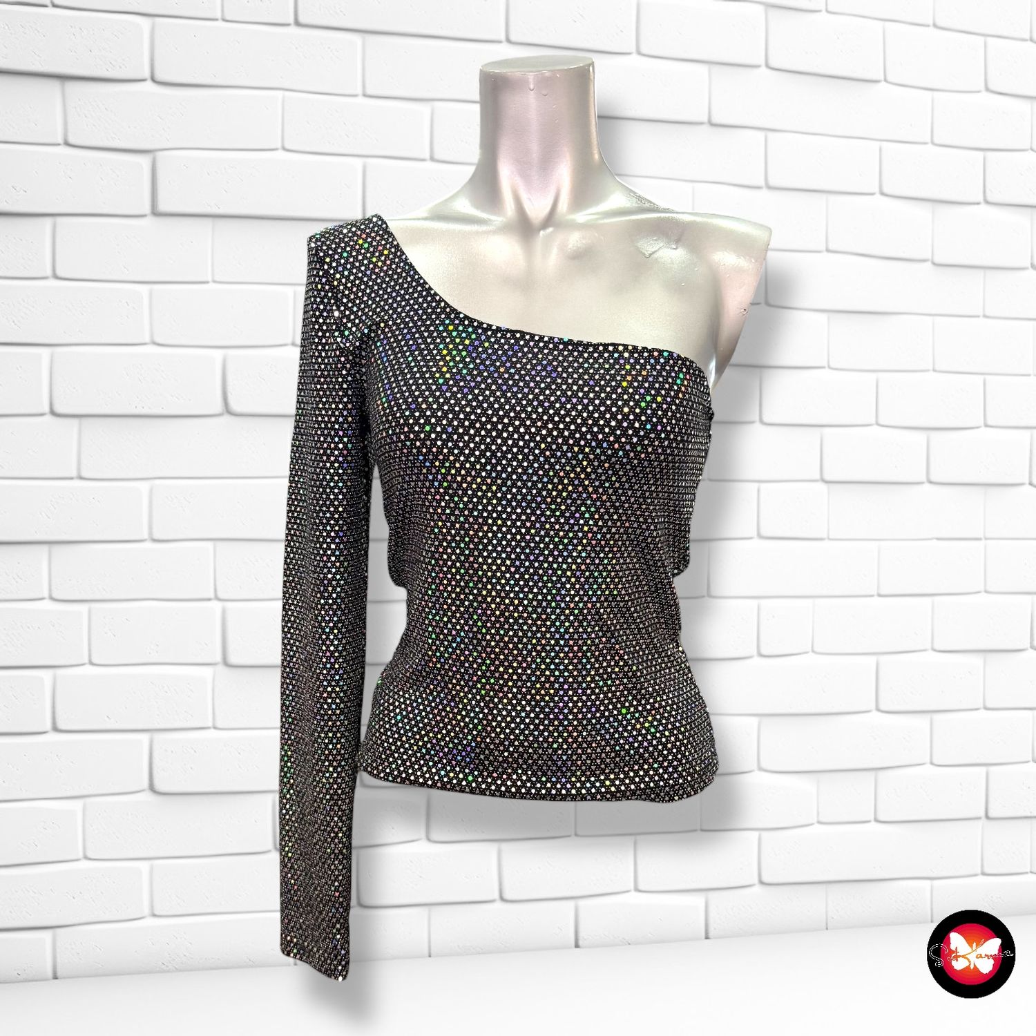 **HOY** Blusa de noche escote asimétrico con brillo DIVIDED Talla S