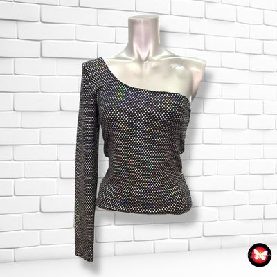 Blusa de noche escote asimétrico con brillo DIVIDED Talla S