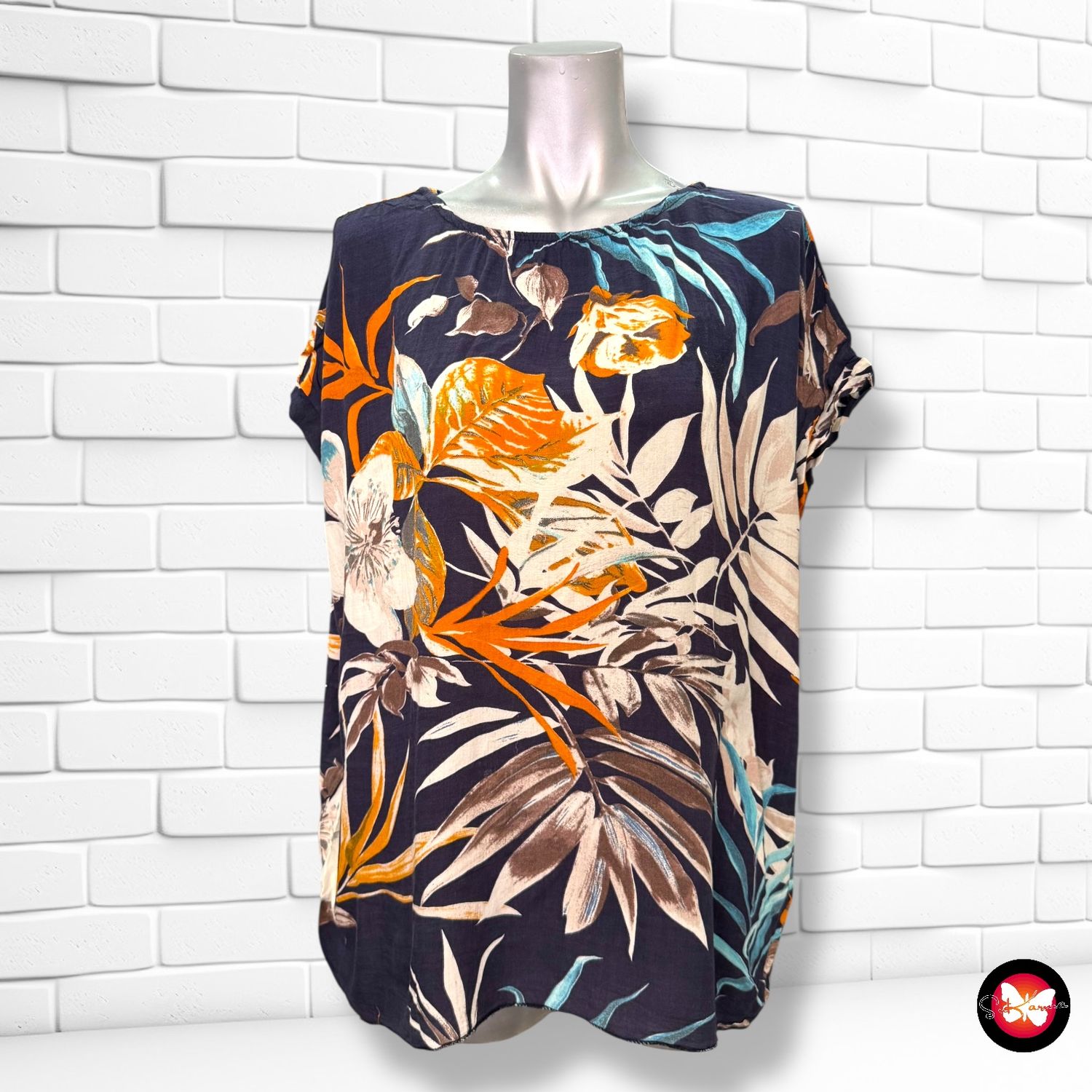 **HOY** Blusa de manga corta de flores Talla Única