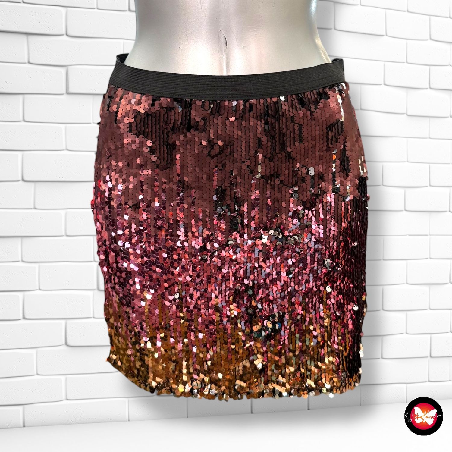 **HOY** Falda de noche de lentejuelas degradé BERSHKA Talla L (pequeña)