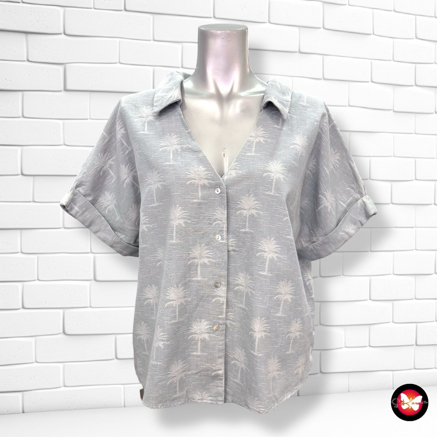 **HOY** Camisa de manga corta con palmeras ZARA Talla M