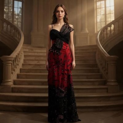 Vestido de fiesta con estampado terciopelo Talla 38