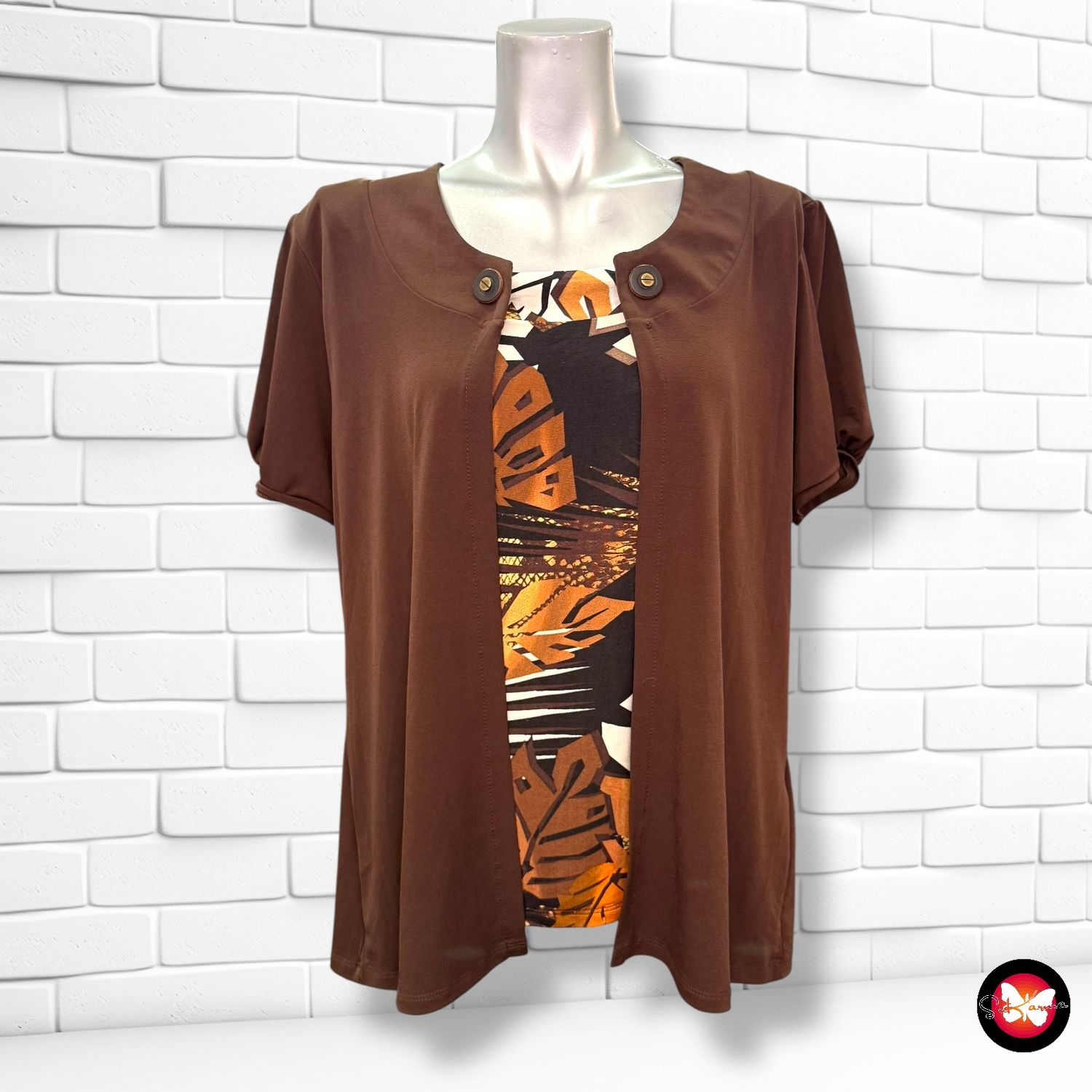 **HOY** Blusa de manga corta con chaqueta ZENDRA Talla 50 (pequeña)