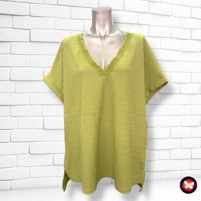 **HOY** Blusa de manga corta con ganchillo en el cuello ENCUENTRO Talla XXL