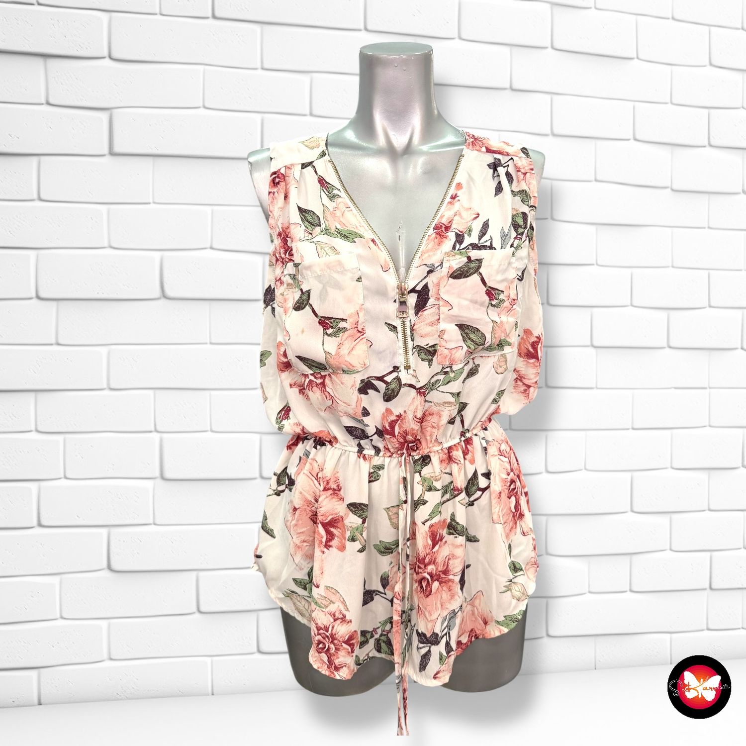 **HOY** Blusa sin mangas de flores Talla S