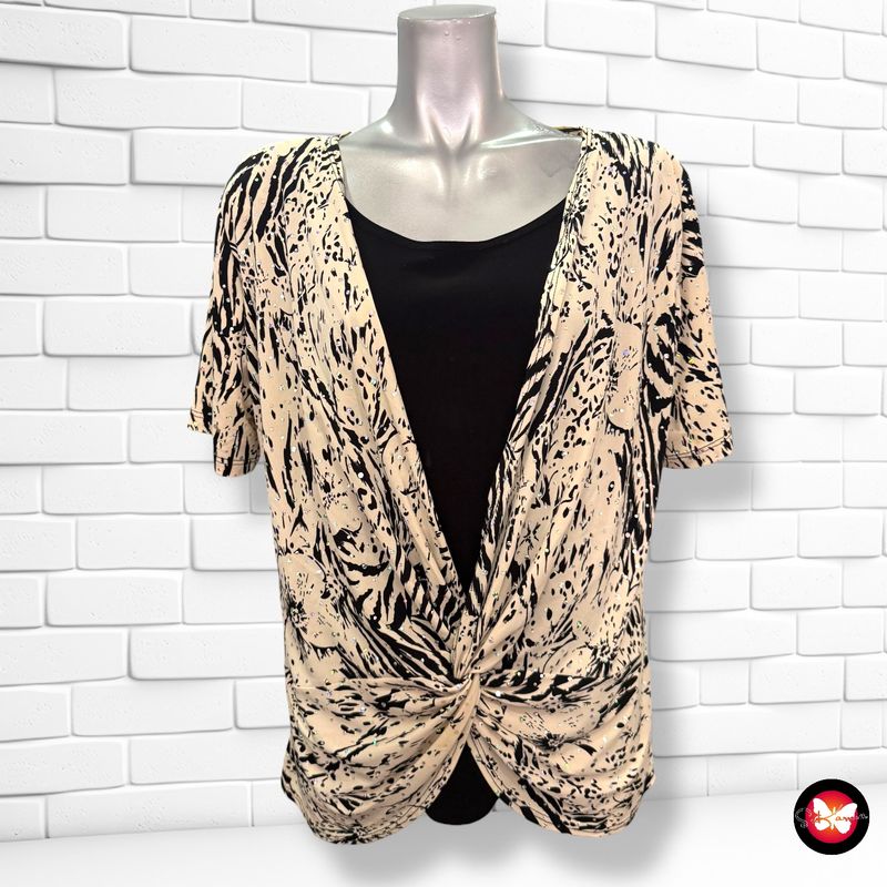Blusa animal print con nudo y brillo Talla XL