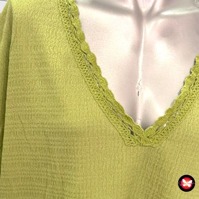 **HOY** Blusa de manga corta con ganchillo en el cuello ENCUENTRO Talla XXL