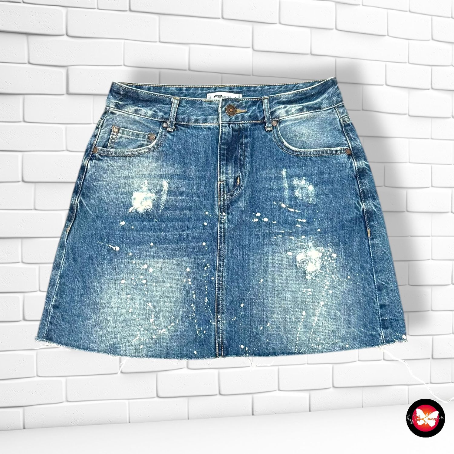 Falda vaquera con pintadas FB SISTER Talla S