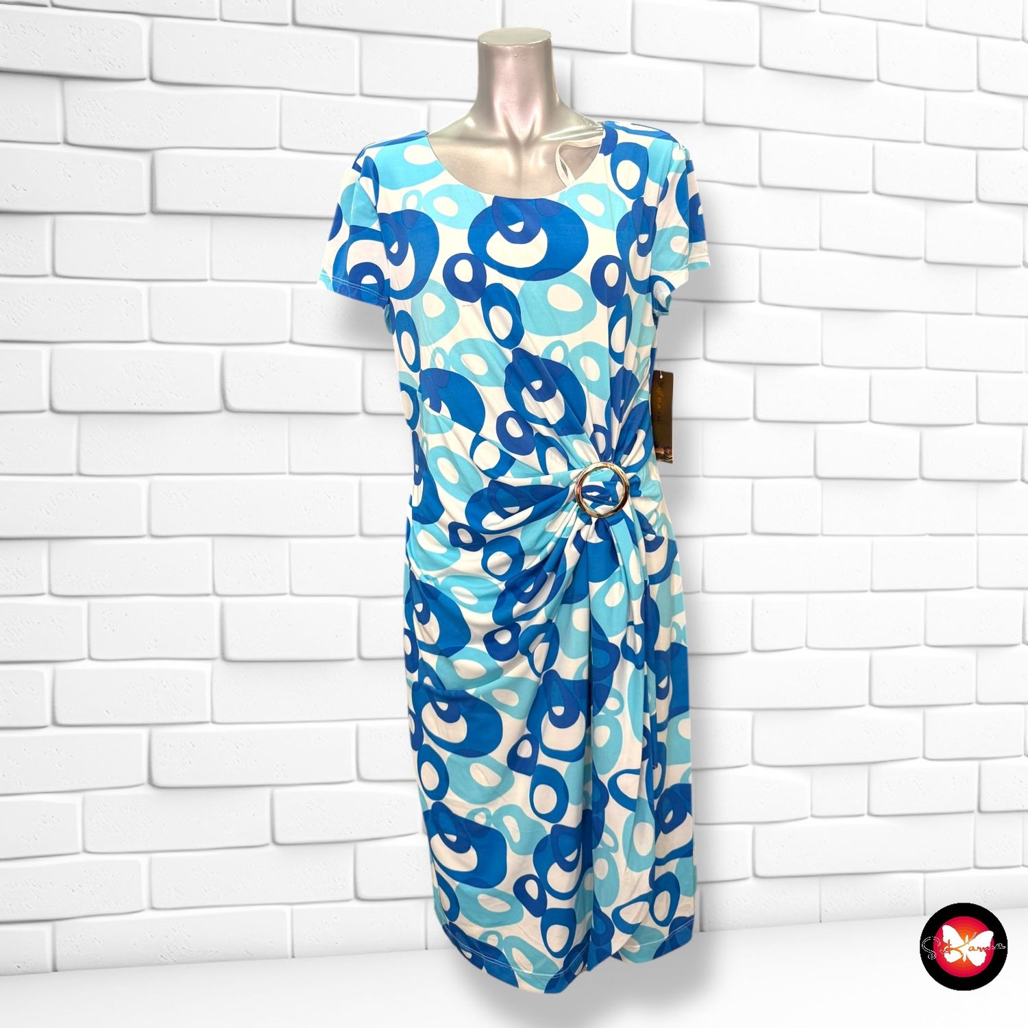 Vestido de manga corta con drapeado CATHAYA Talla 38 (10UK)