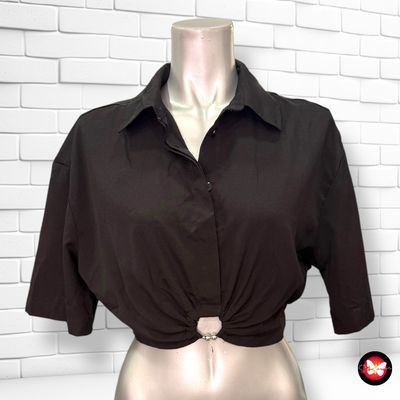 Blusa cropped tipo camisa HOUSE BRAND Talla XS