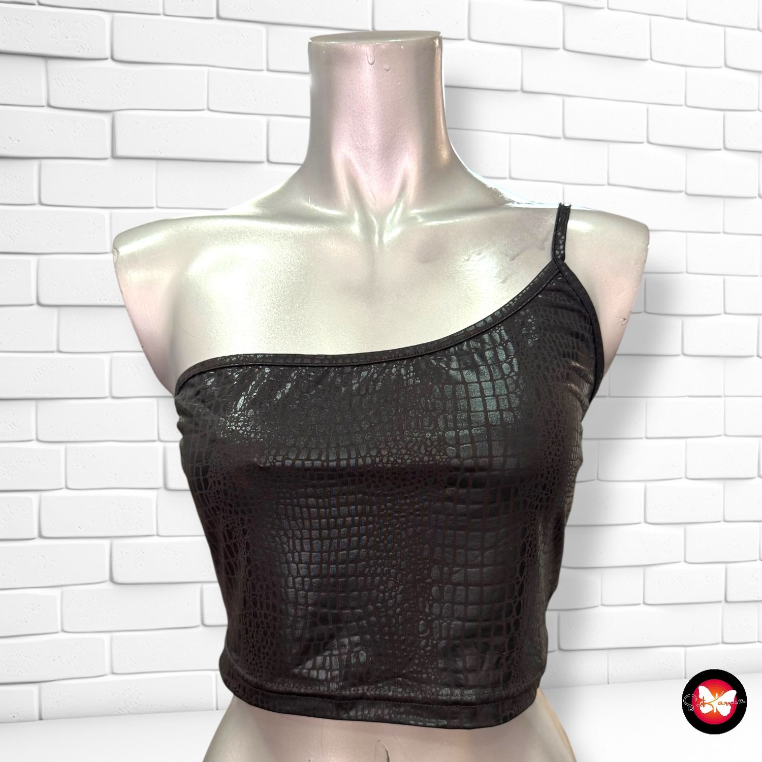 **HOY** Blusa cropped de noche escote asimétrico SHEIN Talla S