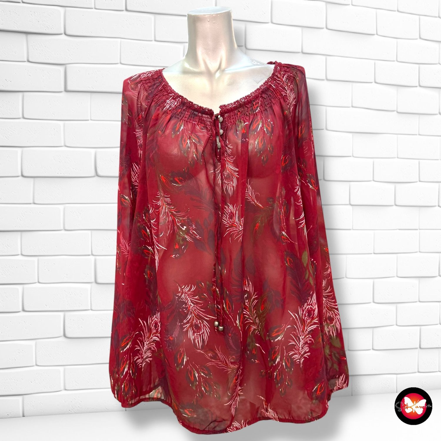 **HOY** Blusa manga larga traslúcida YESSICA Talla XL/XXL
